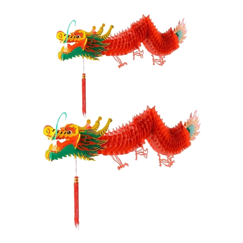 

Beautiful Red Paper Dragon Lanterns Pendant Hangers Festive Home Embellishments