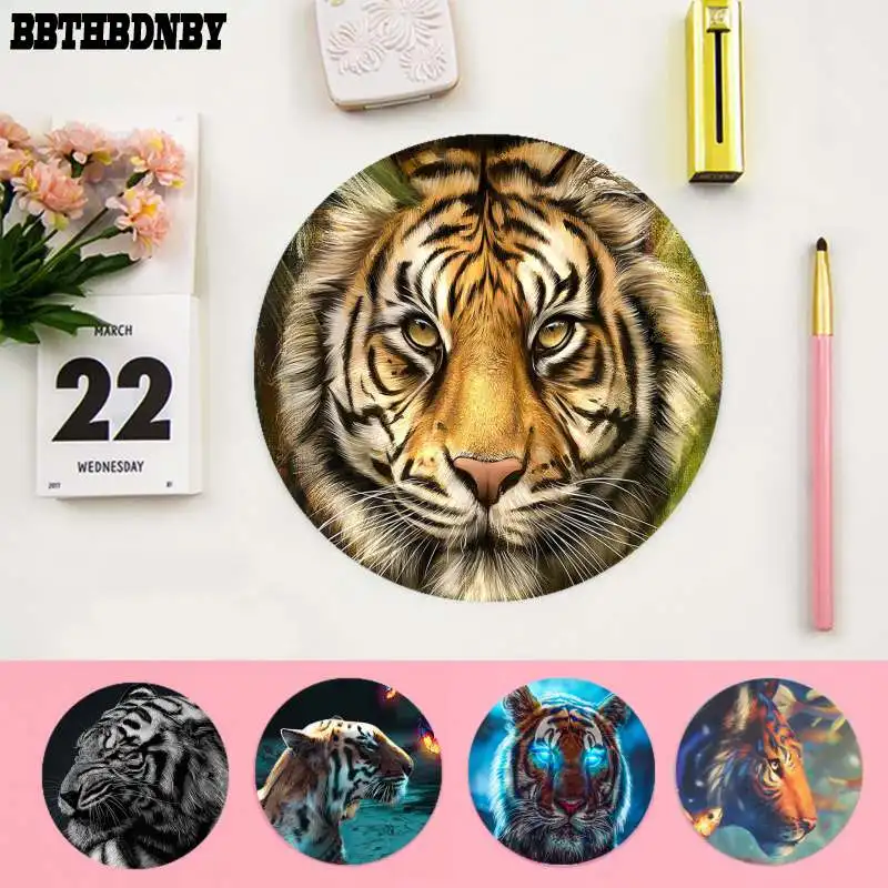 

BBTHBDNBY My Favorite Animal Tiger Laptop Computer round desk pads Mousepad gaming Mousepad Rug For PC Laptop Notebook