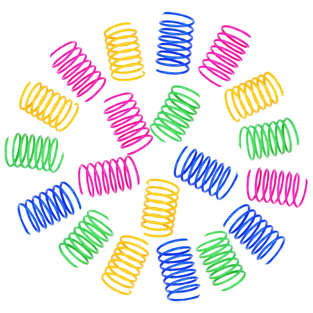 20pcs Pet Interactive Toys Folding Spring Shape Toy Colorful Feather Funny Training Lattice Jingle Ball Cat Supplie |