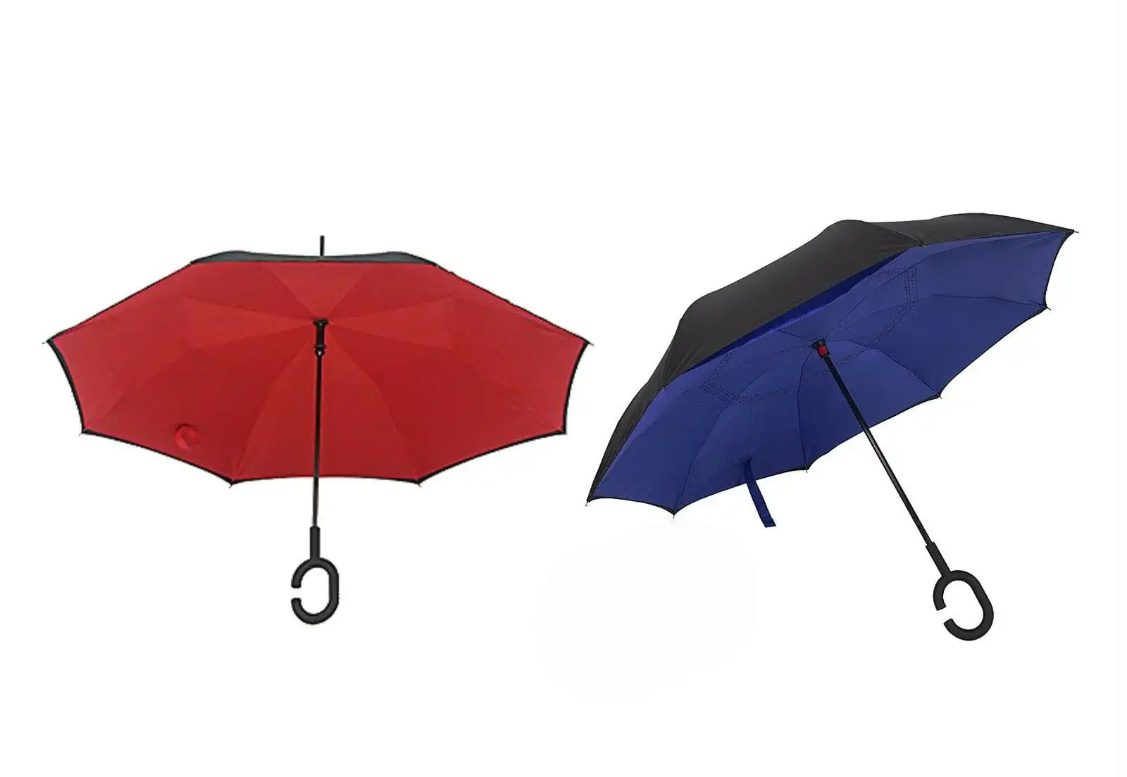 

Set of 2 Adult Inverted Umbrellas, Windproof Reverse Double Layer Umbrella with C-shaped Hands