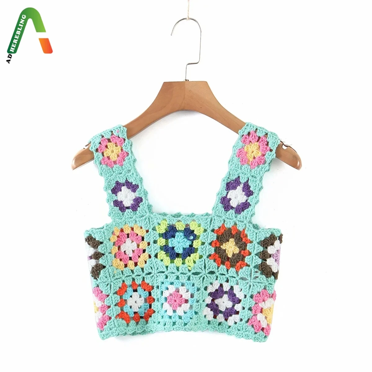 Женский вязаный Топ Adherebling летний топ с широкими бретелями без рукавов