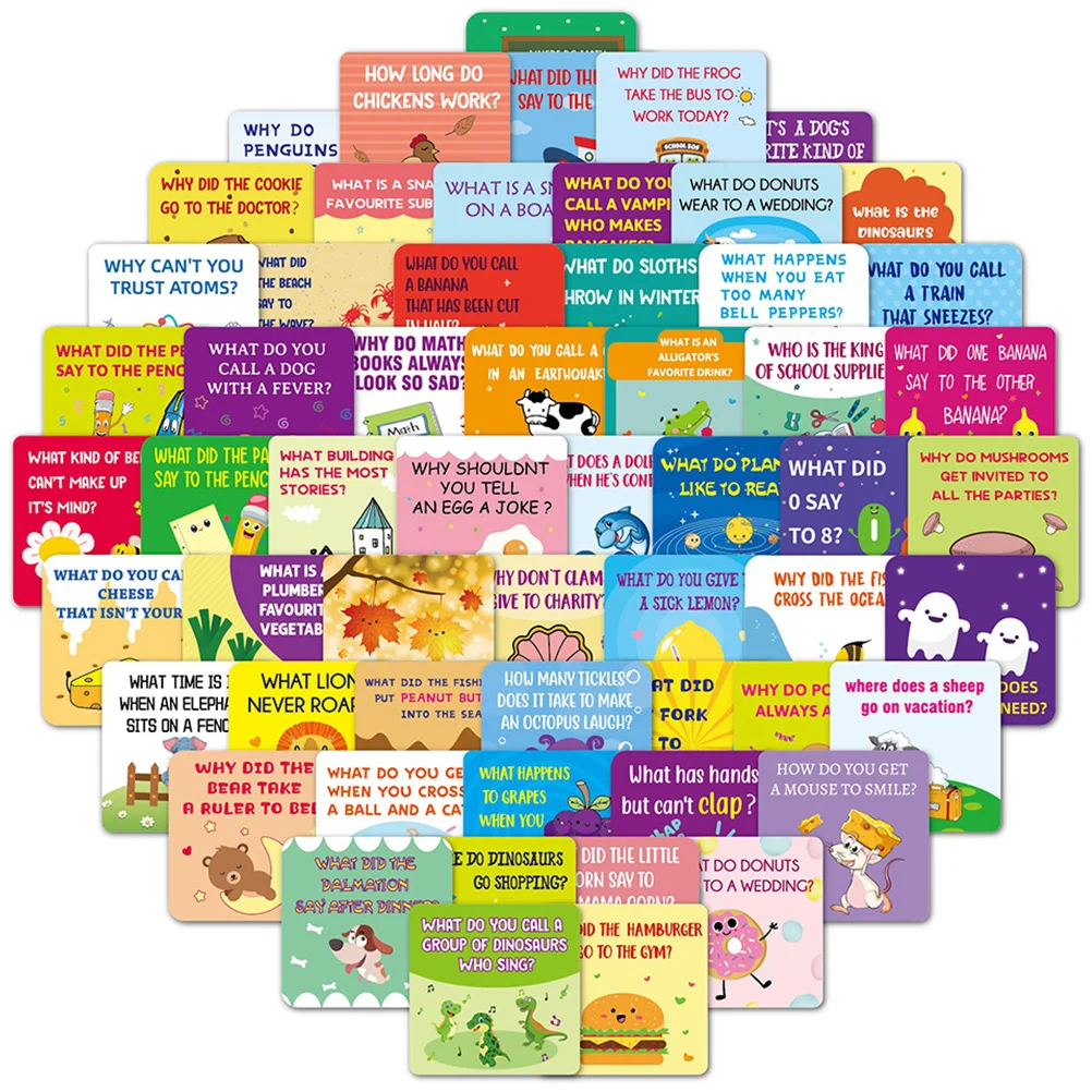 

60 Pcs Lunch Boxes Kids Joke Cards Birthday Party Favors Lunchbox Notes Convenient