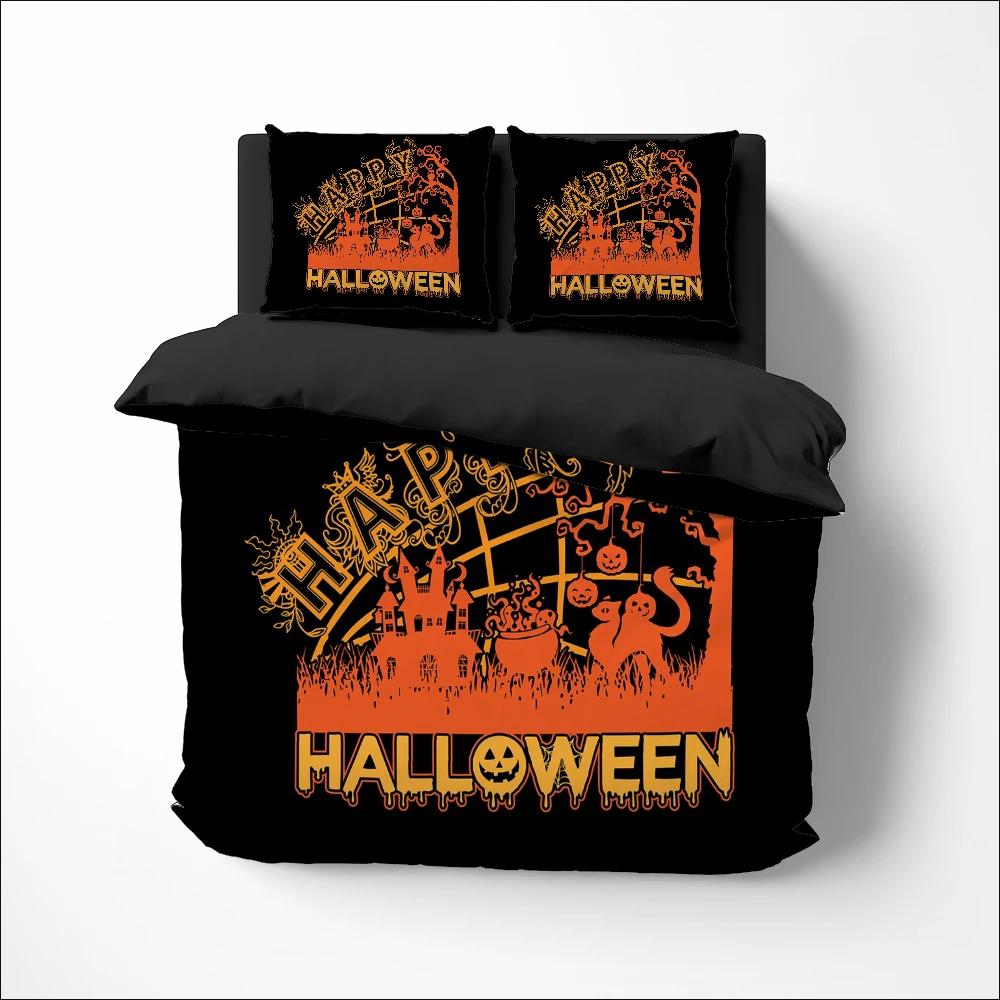 

Комплект постельного белья для Хэллоуина, с мультяшным рисунком, двойная кровать, Кинг, евро, постельное белье, одеяло, комплект с 2 спальнями