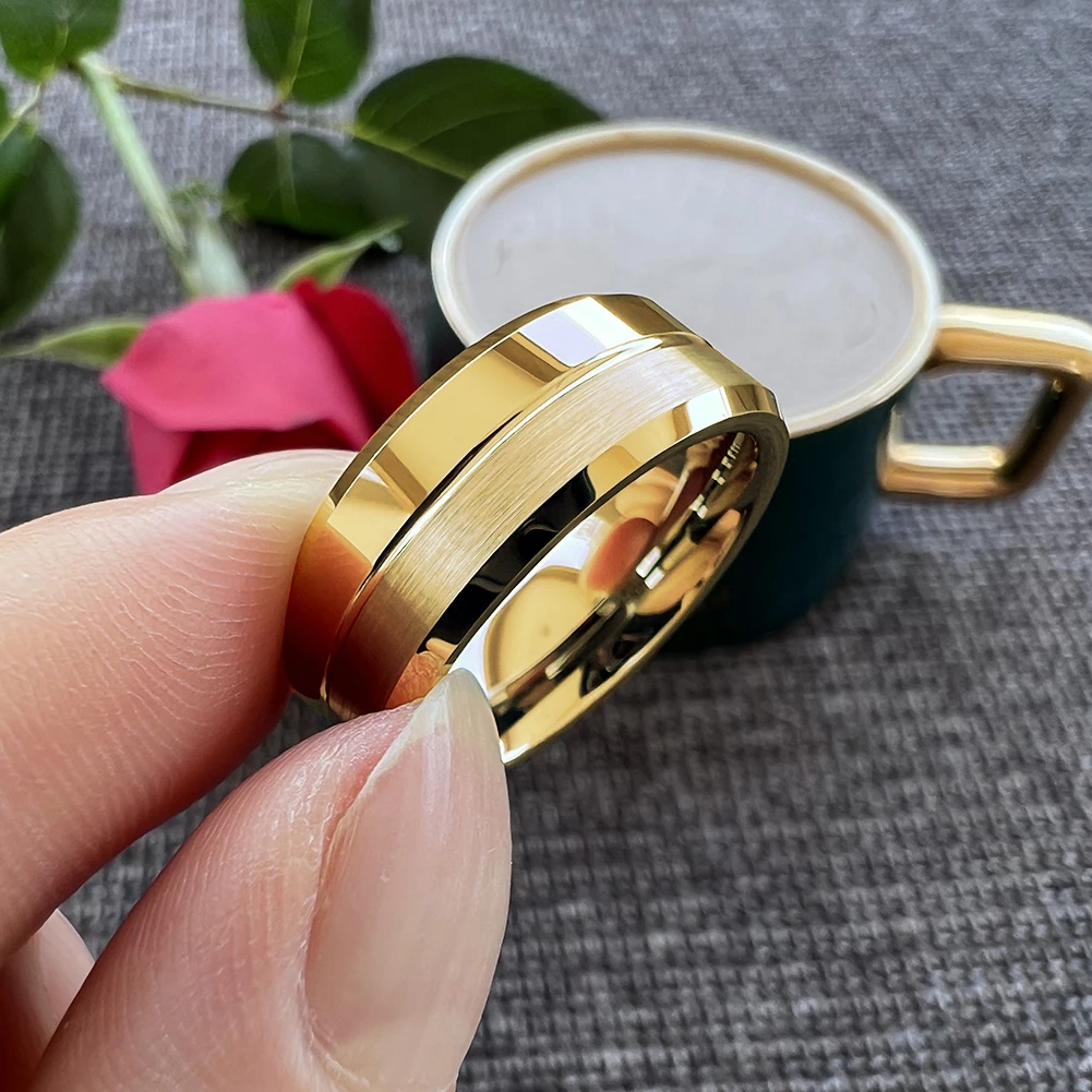Dropshipping TUSSTEN 6/8MM Grooved Tungsten Carbide Ring Men Women Plain Band Classic Jewelry  Comfort Fit