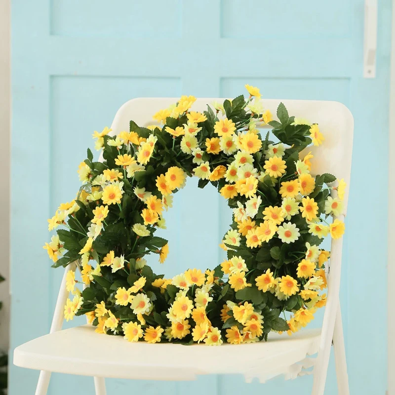 

Decor Wreath,Yellow Daisy Wreath,Spring and Summer Wreath for Outdoor or Home Decor Decoration Easter Wreath