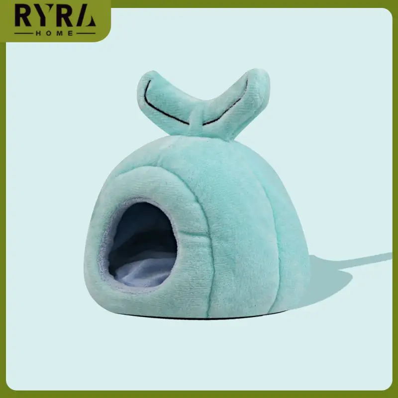 

New Style Pet Nest Little Whale Tail Shape Pet Nest For Hamster Cotton House Hedgehog Warm Bed Pet Bed Small Pet Accessories