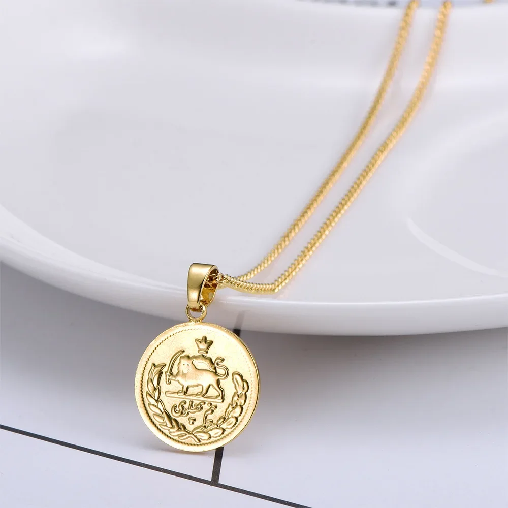 Модное корейское стильное ожерелье с подвеской в виде золотой монеты стиле