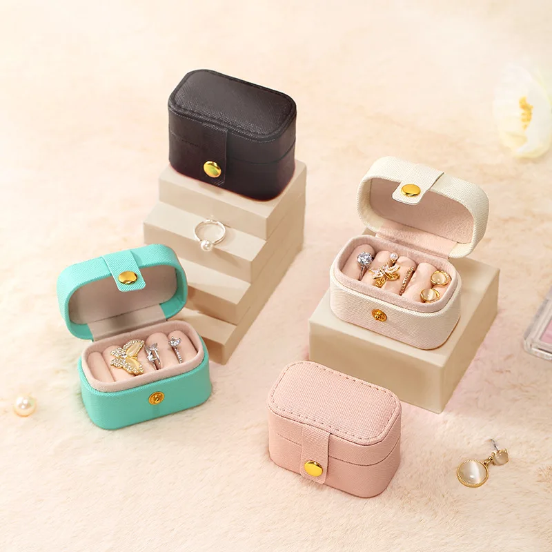 Mini Portable Jewelry Storage Box Travel Organizer Jewelry Case Leather Storage Earrings Necklace Ring Jewelry Organizer Display
