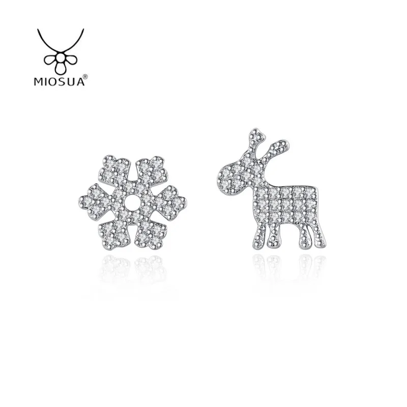 Christmas Earrings Brass Micro-set Zircon Earrings Mini Super Shiny Earrings Accessories for Women Korean Fashion Earrings
