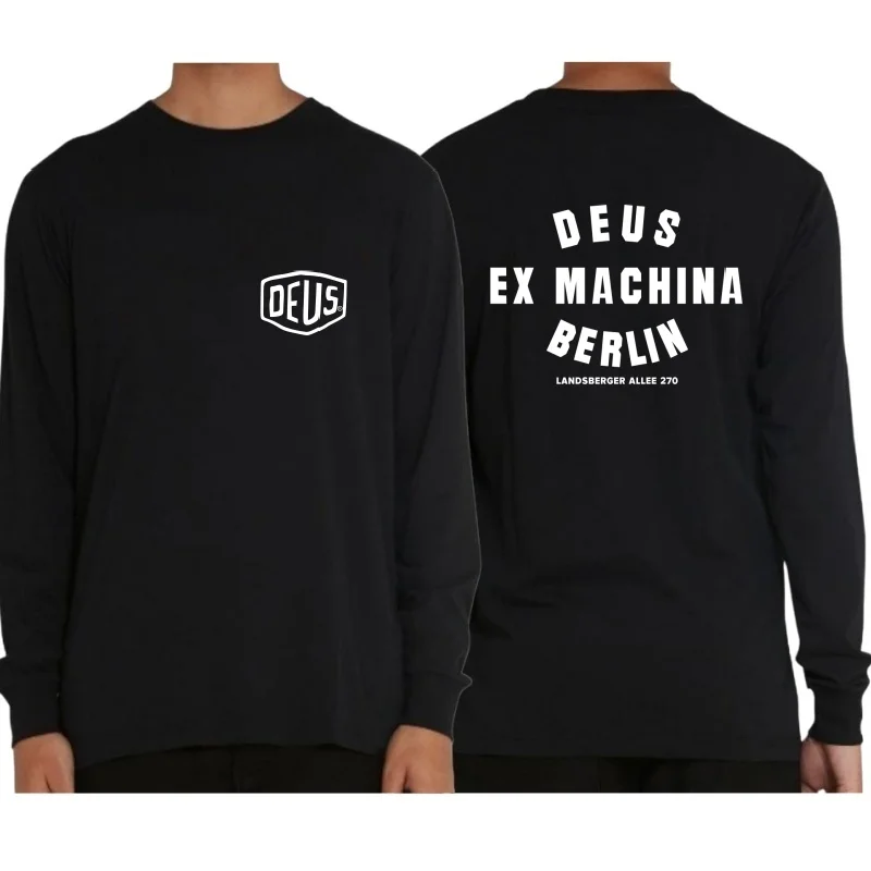 DEUS EX MACHINA Harajuku футболка с длинным рукавом и круглым вырезом надписью Повседневная