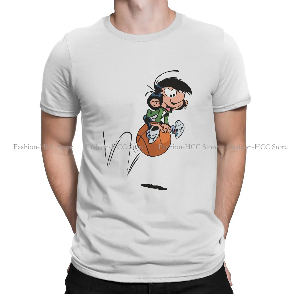 

On Ball Harajuku Polyester TShirt Gaston Lagaffe Comic Creative Tops Casual T Shirt Men Tee