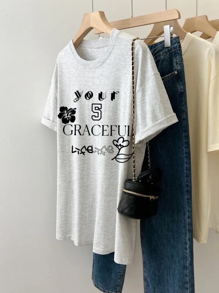 Футболка женская оверсайз с графическим принтом 2024 хлопок 100%