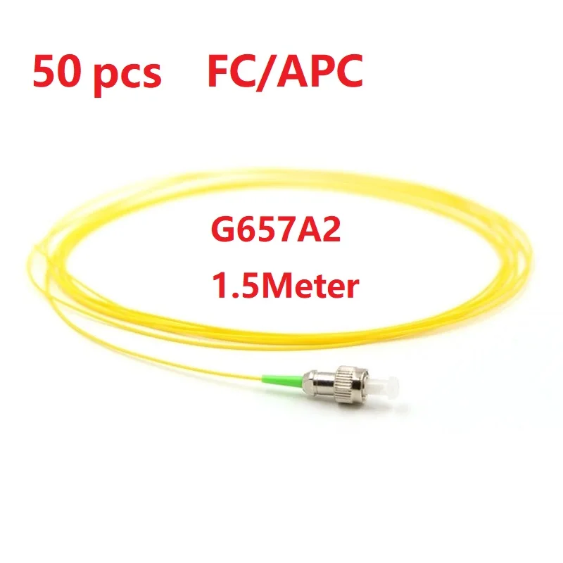 

50pcs 1.5Meter FC/APC fiber Optic Cable Pigtail Sx Core 9/125 SM G657A2 fc apc Fiber Optic Pigtail 0.9mm LSZH Yellow