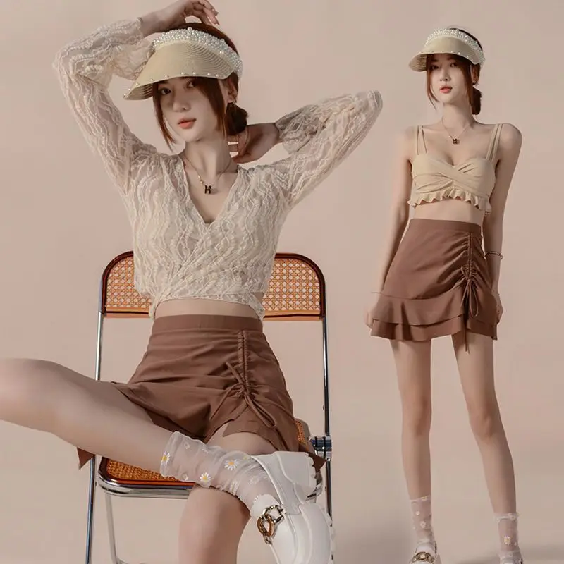 

Женский купальник из трех предметов, кружевной купальник, высококачественный купальный костюм, сексуальный Монокини, женская пляжная одежда