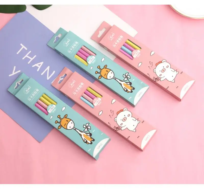 12 шт. карандаши в виде жирафа свиньи |