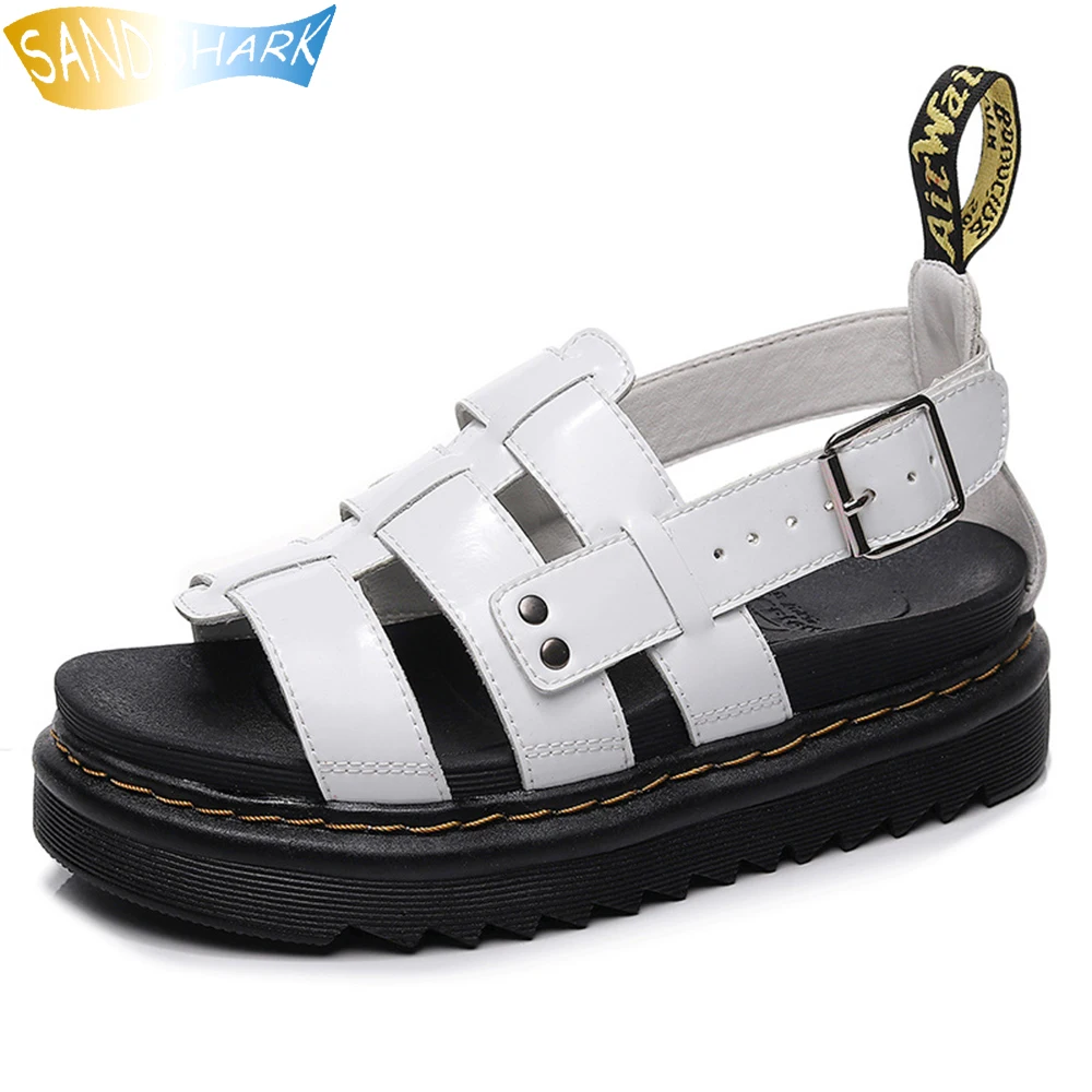 

Women Genuine Leather Lolita Flat Sandals Gothic Punk Summer Platform Shoes Ladies Comfort Strappy Buckle Fashion Casual Sandals