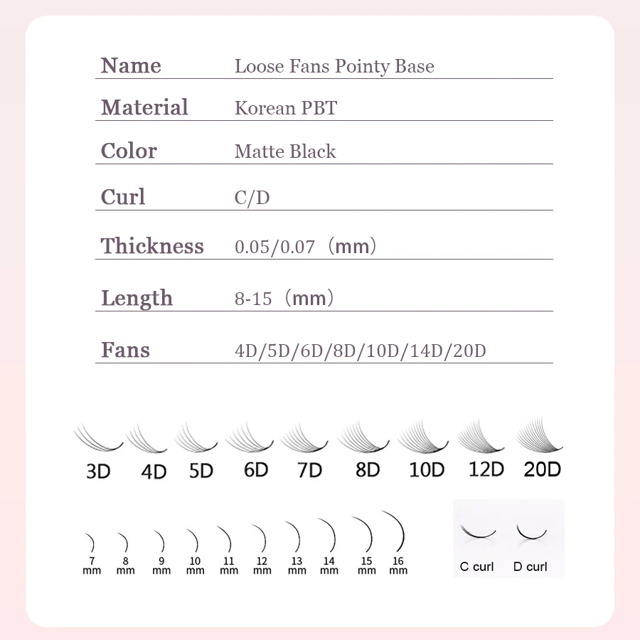 1600 вееры Seashine Объем 8-15 мм Смешанная Длина острые стебли Promade свободные Поклонники