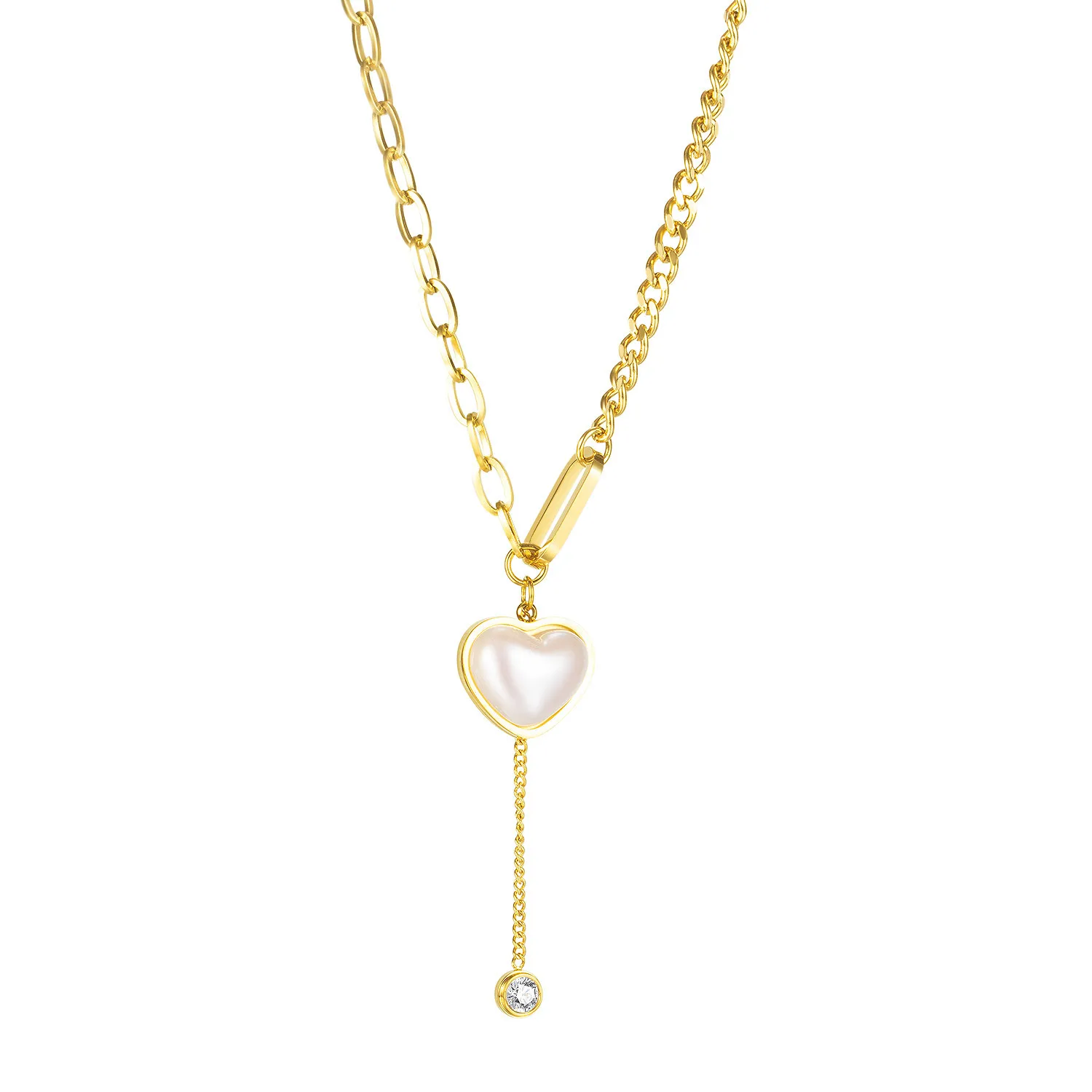 

Fashion Love Pendant Female Network Star Simple Light Luxury Tassel New Titanium Steel Necklace