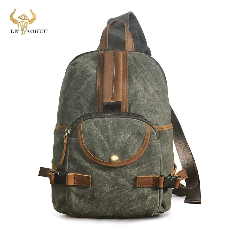 

Холст + натуральная коровья кожа, модная треугольная нагрудная Сумка-слинг через плечо, Дизайнерская Дорожная сумка на одно плечо, рюкзак для мужчин 3028