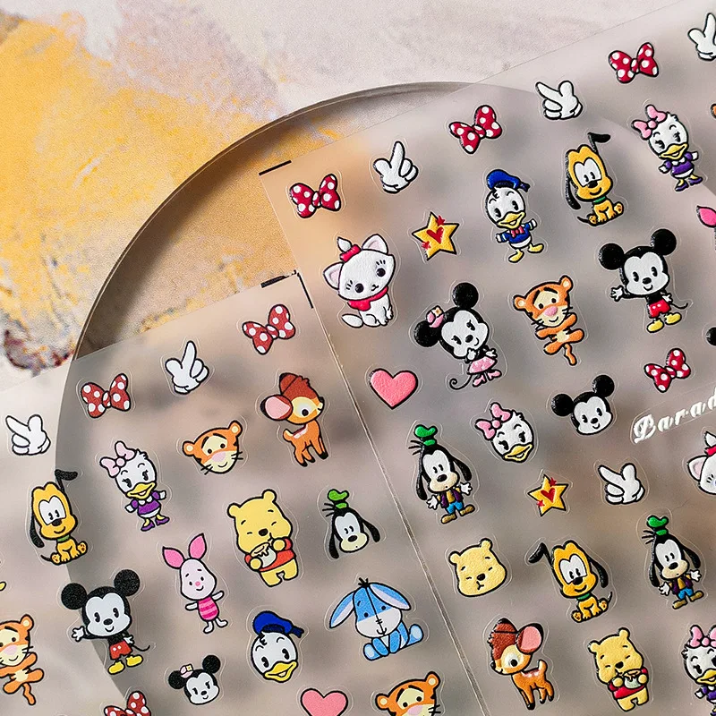 

Disney Anime New 5D Embossed Nail Stickers Nail Art Supplies Cartoon Mickey Winnie the Pooh Stitch Stickers Nail Art Decoration