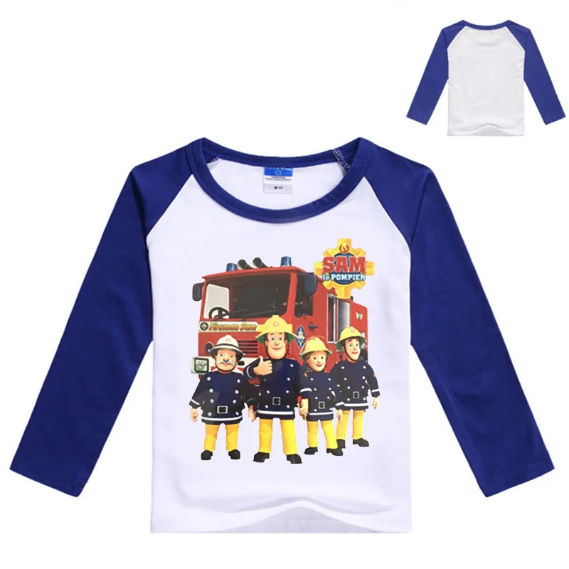 

Kids Fireman Sam Long Sleeve Tees Cartoon Roupas Boys Girls Brandweerman Sam T-Shirt Tee Tops Children Costume Cosplay Clothes