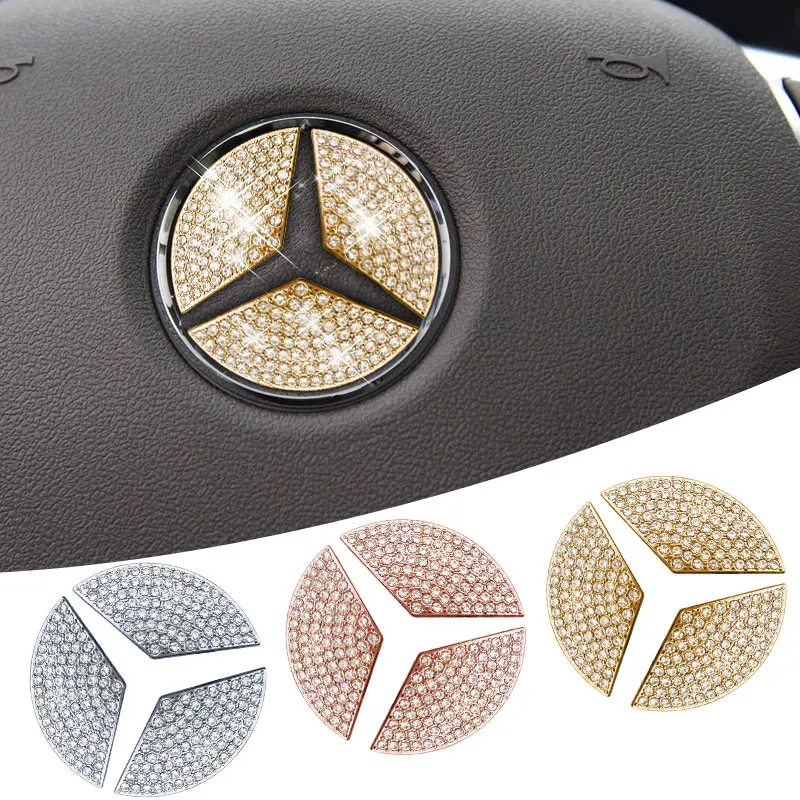 

1pcs Car Steering Wheel Diamond Decorative Sticker For Mercedes Benz AMG W203 W204 W205 W211 W212 ML350 C300 W166 GLA GLC GLK