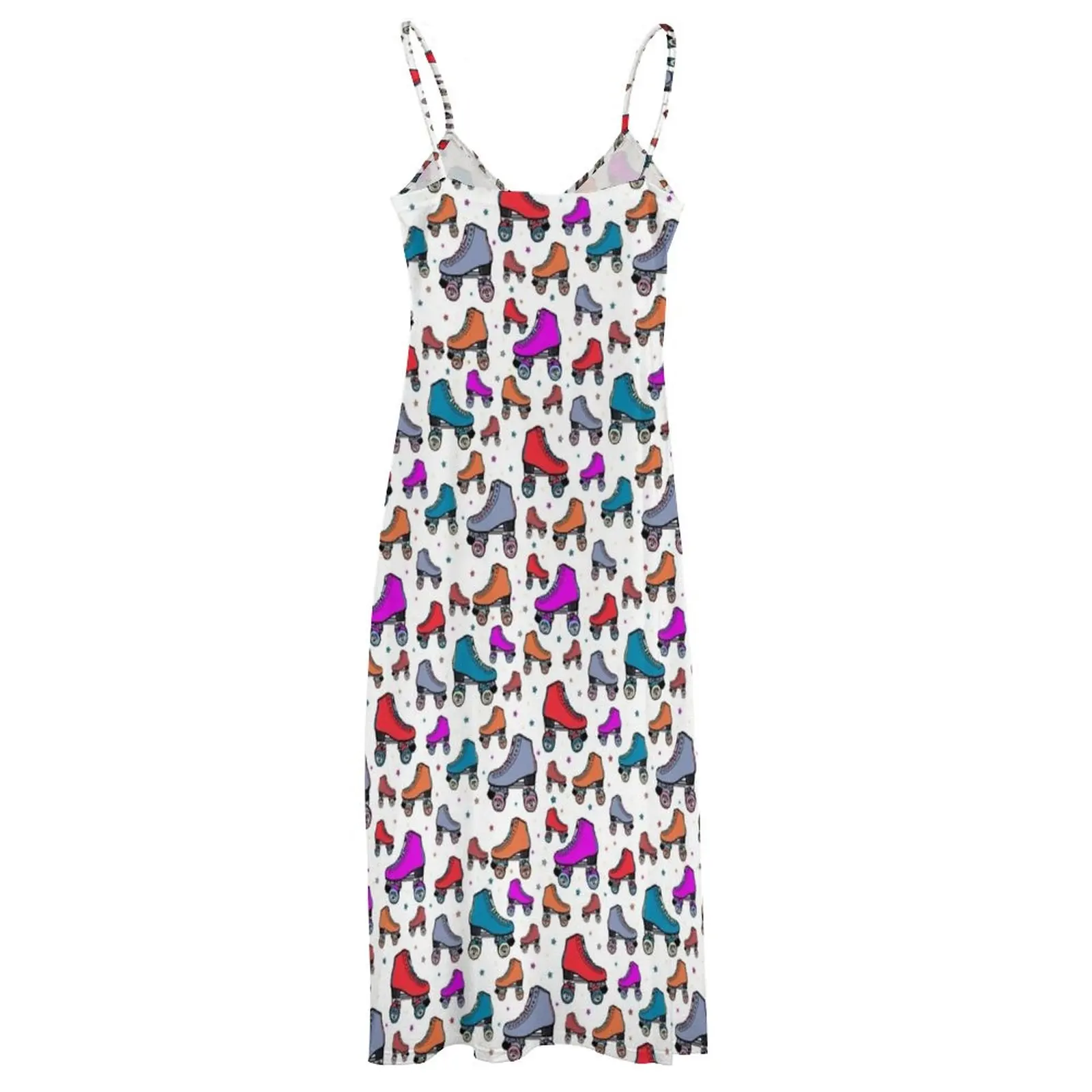 Женское вечернее платье с принтом роликовых коньков длинное без рукавов в стиле