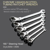 180%c2%b0 movable head tubing wrench spanner 8mm 19mm nut spanner brake wrench car repair hand tools double head opening wrenches