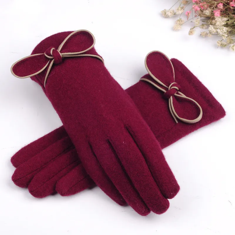 Women Autumn Winter Single Layer Elastic Thin Keep Warm  Windproof Bowknot Cycling Gloves