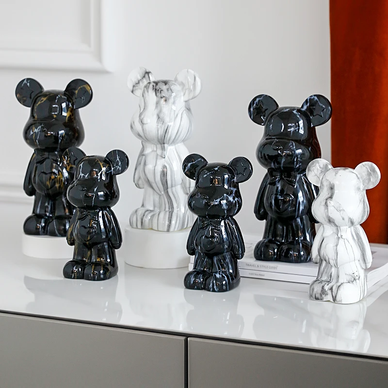 

Nordic Home Decor Bear Sculpture Light Luxury Living Room Decoration Kawaii Room Decor Figurines for Interior Desk Accessories