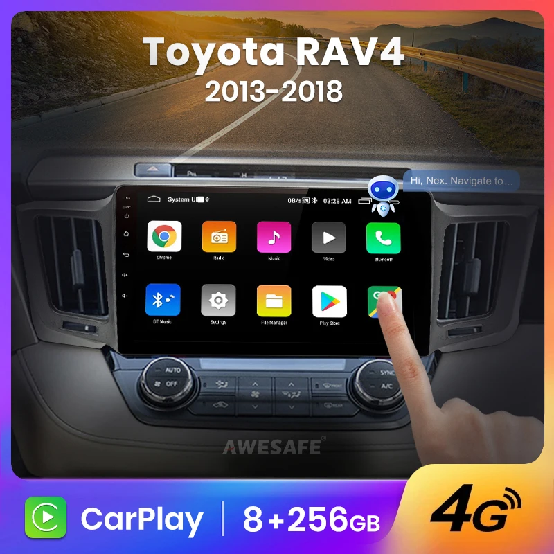 Автомагнитола AWESAFE PX9S автомагнитола 2DIN на Android с ИИ-голосом 8 + 128 ГГц GPS для Toyota RAV4 RAV