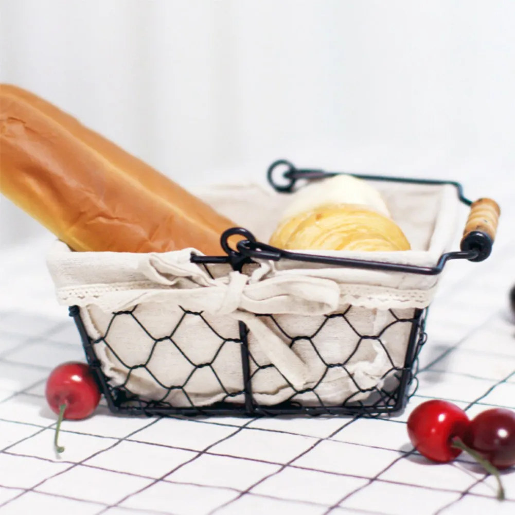 

Железная корзина для хранения продуктов в японском стиле, поднос для сервировки хлеба с ручкой для домашнего буфета, обеденный стол