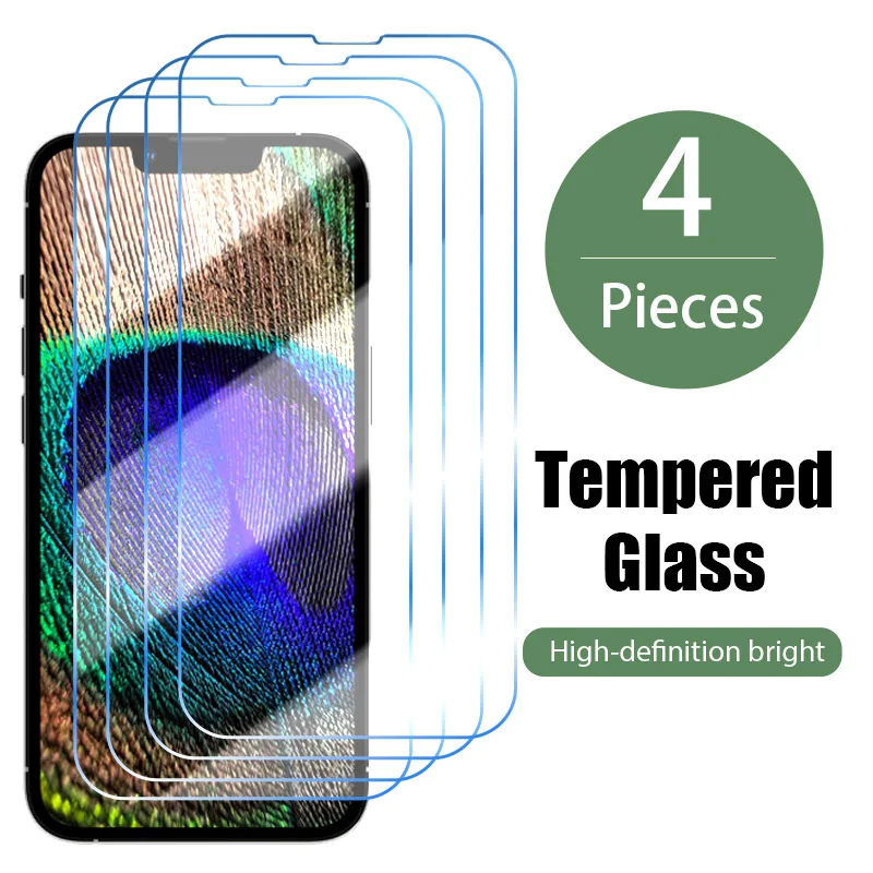 4 шт. закаленное стекло для iPhone 11 12 13 Pro XS Max XR X Защита экрана 8 6 7 Plus SE 5 искусственное