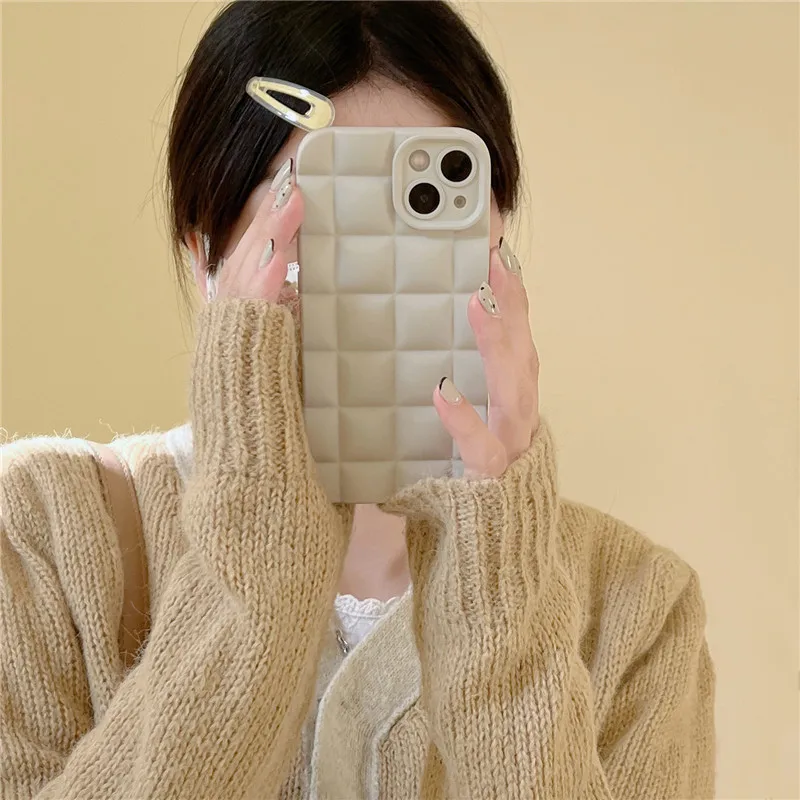 

Three dimensional off white gray square is applicable to Huawei, Samsung, iPhone 14PLUS/13PROMAX case XR anti drop