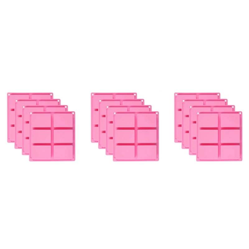 

12 Pack Silicone Soap Molds - 6 Cavity Rectangle DIY Soap Molds For Cake, Cupcake, Muffin, Coffee Cake, Pudding And Soap