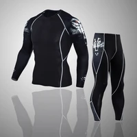 mens clothing winter first layer sports tights compression underwear rashgarda mma long sleeves shirt fitness leggings 2 piece
