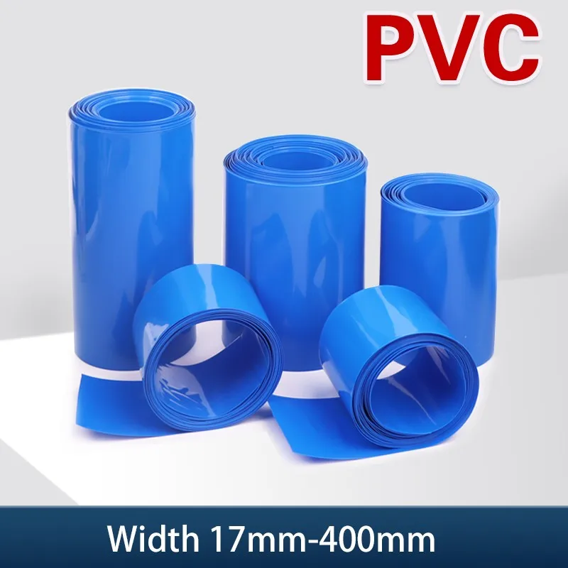 

1 метр синяя термоусадочная трубка из ПВХ, упаковка 18650 Lipo батареи, ширина 17 мм ~ 350 мм, изолированная пленка, литиевый корпус, кабельный рукав