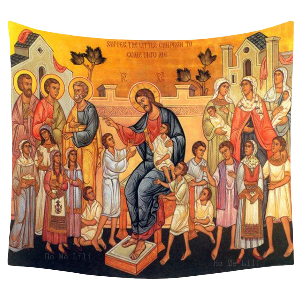 

Resurrection Of Jesus Christ Blessing The Children Lord's Baptism Orthodox Icon Tapestry By Ho Me Lili For Livingroom Decor