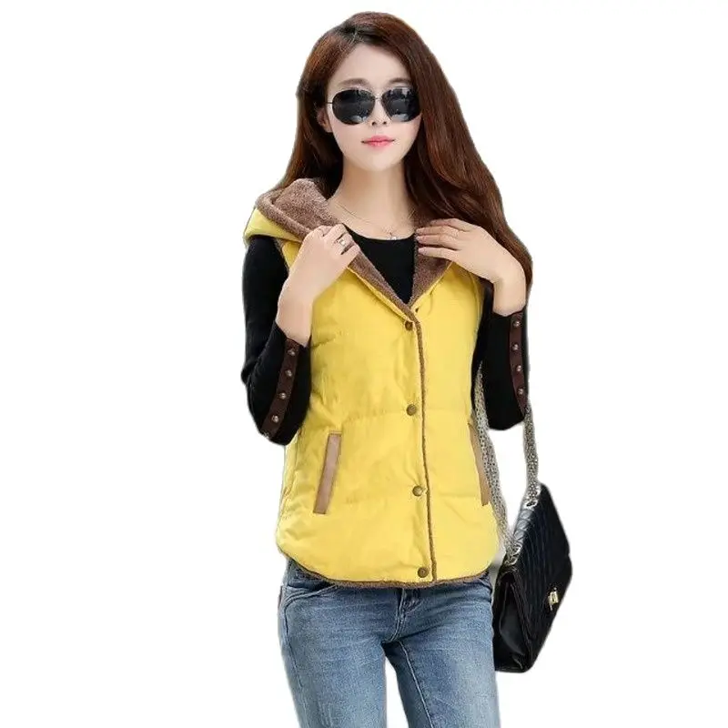 Autumn Winter Women Jacket  Parkas Vest Thin DownLight Velvet Korean Version Thickened Slim Sleeveless Vest Short Coat