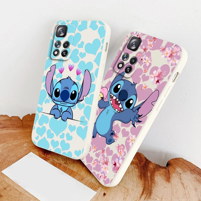 

Liquid Rope Soft Cover Disney Stitch Love Cartoon Phone Case For Xiaomi Redmi Note 11 11S 11T 10S 10 9S 9T 9 8T 8 Pro Plus 5G