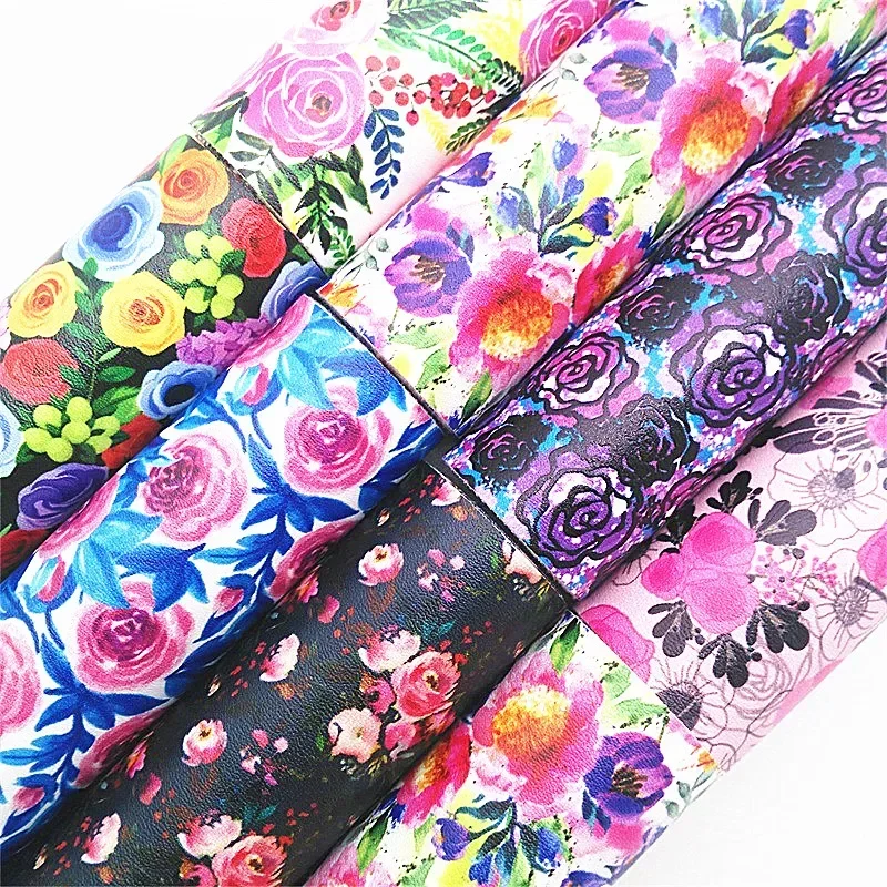 Роза цветы темные цвета печатная синтетическая искусственная кожа с фетровой