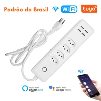 brazil wifi smart power strip surge protector 4 brazil plug smart outlets socket usb interface tuya app work with alexa google