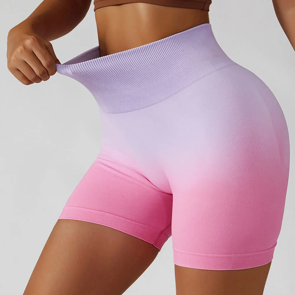 High Waist Yoga Pants Gradient Yoga Shorts Seamless Leggings Sport Women Fitness Sports Shorts Gym Leggings Workout Pants Women