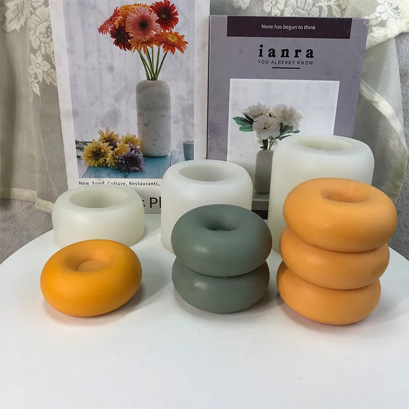 

creative mini donut mold decoration dessert small circle DIY scented candle silicone mold DIY Baking Tool Donuts Maker Mold