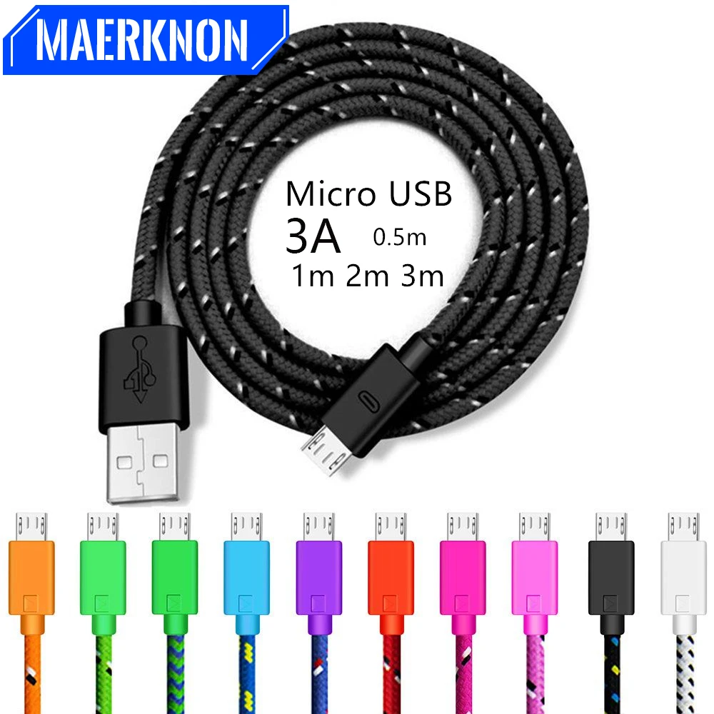 Кабель Micro USB, 2 м, 3 м, 2,4 А, для быстрой зарядки и передачи данных