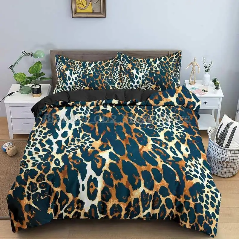 

3d Bedding Sets Cover and Pillowcase Kids Home Textiles Digital Leopard Printing