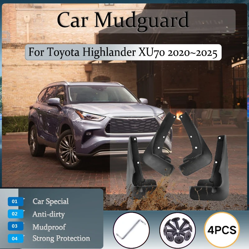 4 шт. автомобильное брызговик для Toyota Highlander Crown Kluger XU70 2020-2025, антифриз, крыло, брызговик, брызговики, автоаксессуары