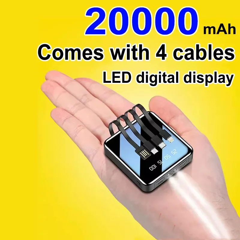 

2023New 20000mah Power Bank Mini Own Line Fast Charging Portable External Battery For Iphone 12 13 13Promax Mirror screen Powerb