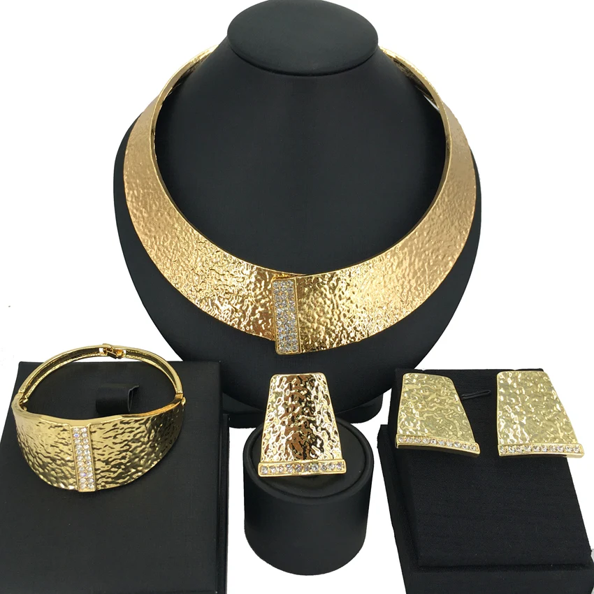 

Latest Design Italian Designer Luxury Jewelry Sets Necklace Bracelet Earrings Ring Woman Wedding Jewelry Set FHK13761