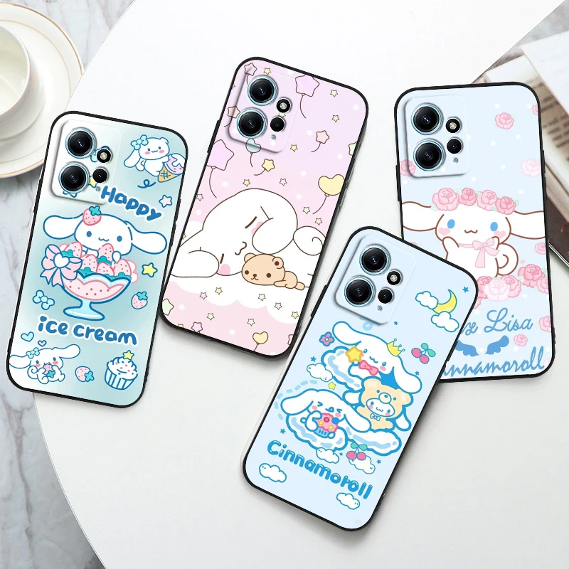 

Cinnamoroll Cartoon Dog For Xiaomi Redmi Note 12 11 11T 10 9 8 7 6 5 4 Pro 5G 4G Silicone Soft Shockproof Black Phone Case Funda